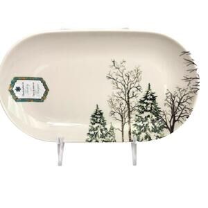 Intesa Home Serving Tray Winter Pine Tree 9.5x5.5 Small Turkey NEW Free Shipping